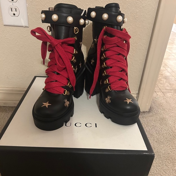 Gucci Leather Combat Boots - Picture 1 of 8
